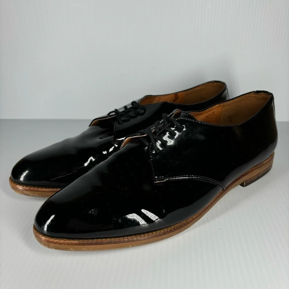 1937 Footwear Shoes Mens 9 Patent Leather Lace up Classic Dress Work Church Slip